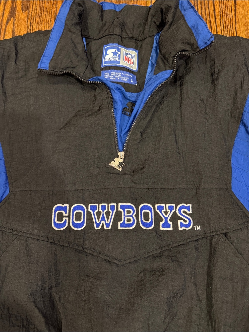 STARTER Dallas Cowboys Pullover Jacket - Black & Blue